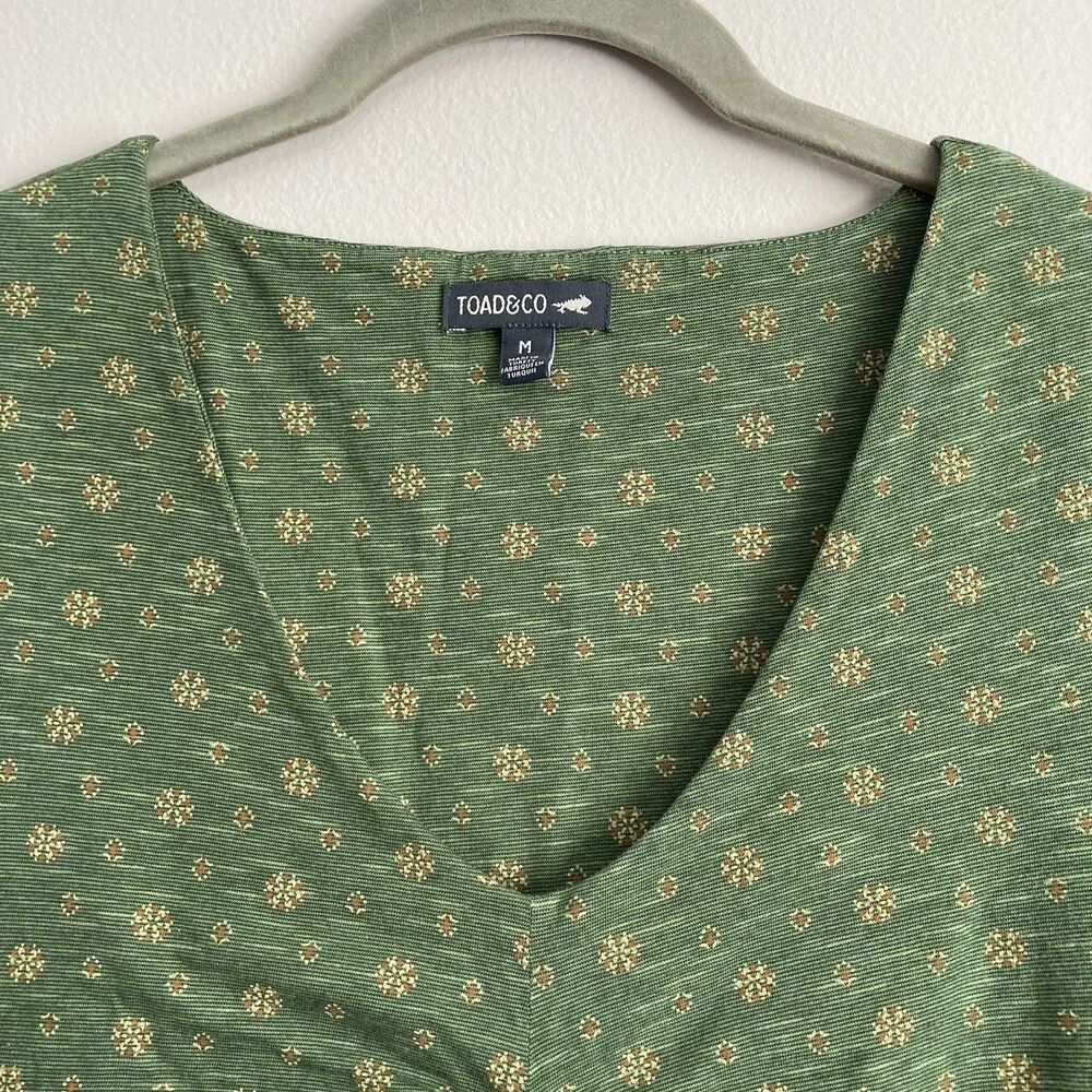 Toad & Co Rosemarie Green Cap Sleeve Dress Size Medium Organic Cotton Casual - Picture 2 of 11